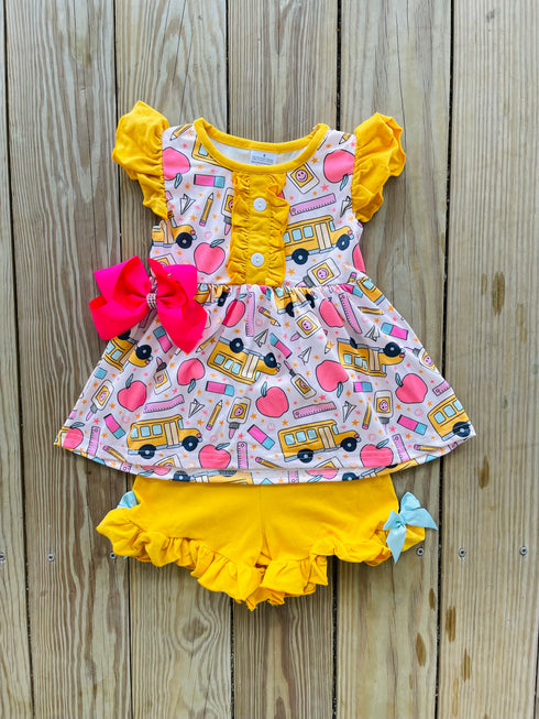 Bowtism Pre School Glitter Shorts Set with Matching Bow - Bowtism